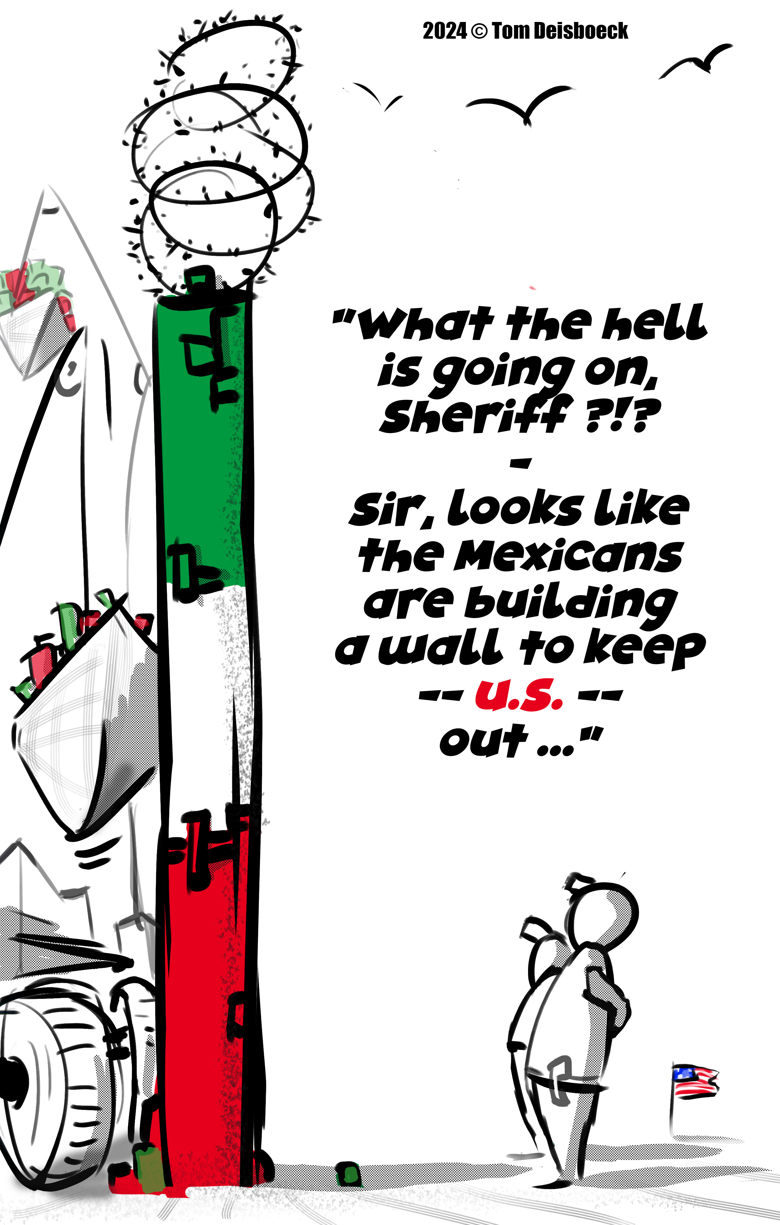 Cartoon about US border wall